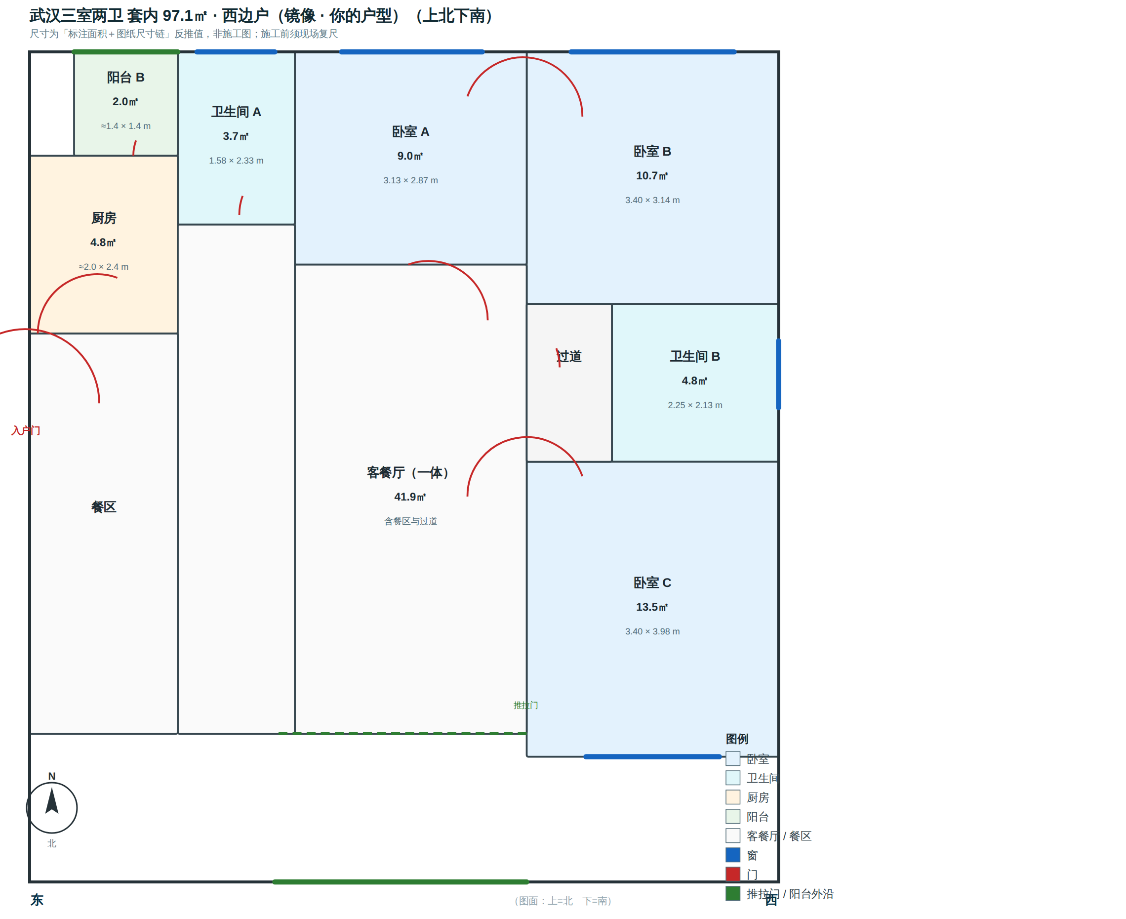 西边户（你的户型）套内97.1㎡ 户型示意图